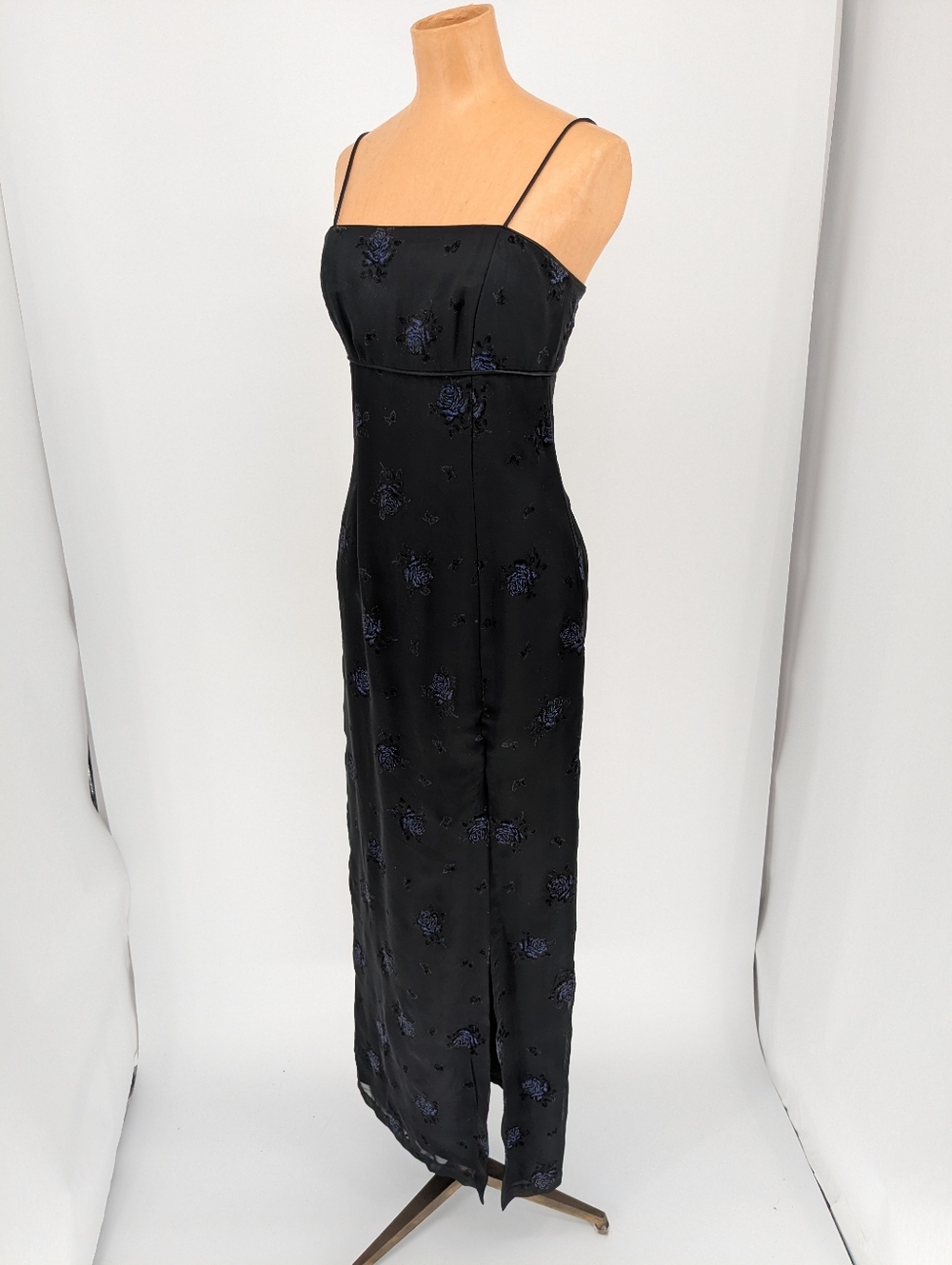 Vintage Morgan & Co Y2K Fairycore Whimsygoth Black Empire Waist Prom Dress 3/4 - Picture 3 of 14
